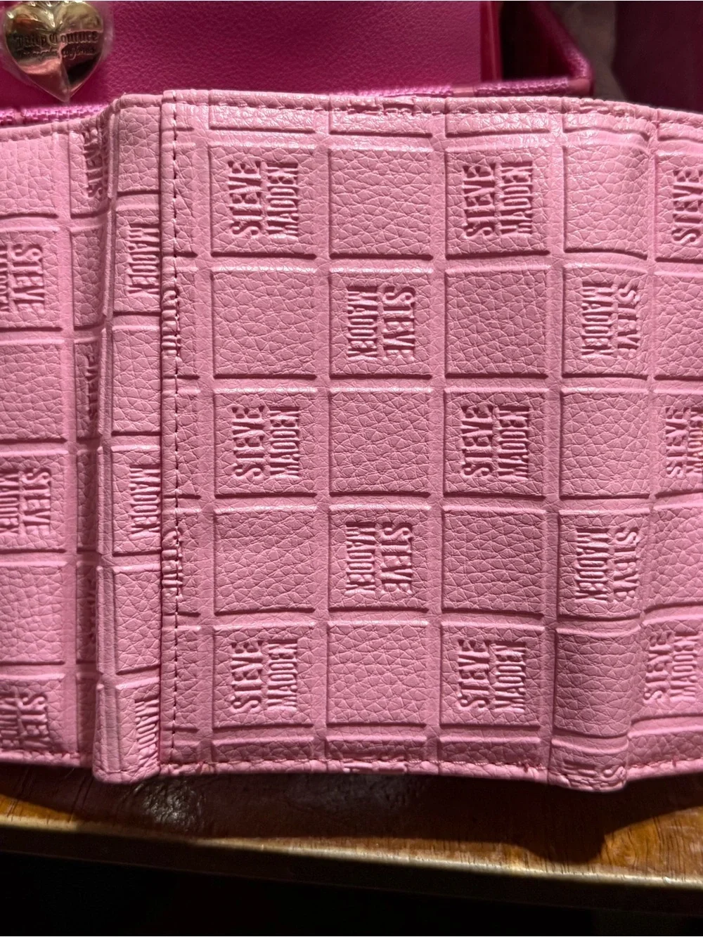 Steve Madden Pink Card Holder Wallet with Gold Hardware